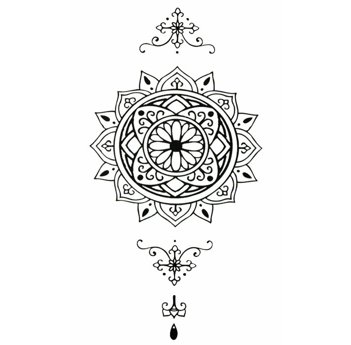 Mandala floral illustration, Mandala Water lily Tattoo Flower Drawing,  flower, black White, monochrome, symmetry png | PNGWing